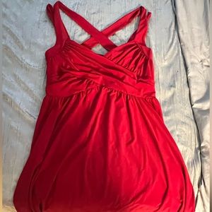 Red stretchy dress with double crisscross straps
